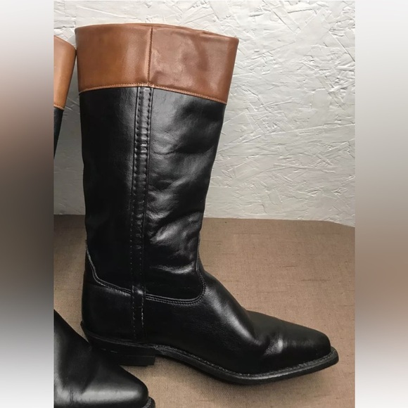 Vintage Wrangler Women's Riding Boots Black Brown Leather Size 8.5M Made in USA - Picture 3 of 16